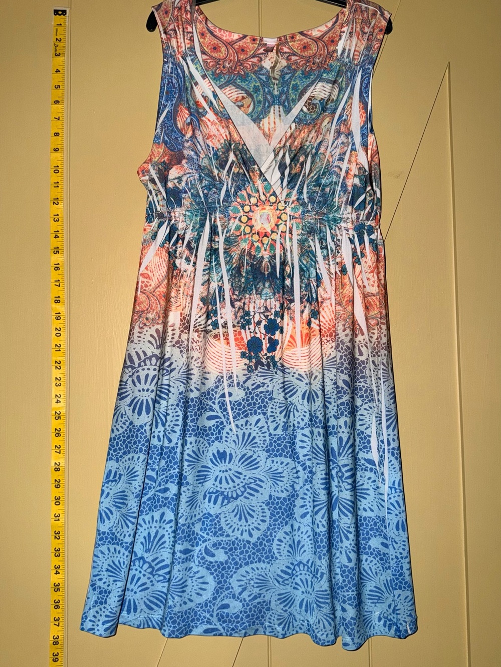 Kiara Blue & Coral Floral Midi Dress